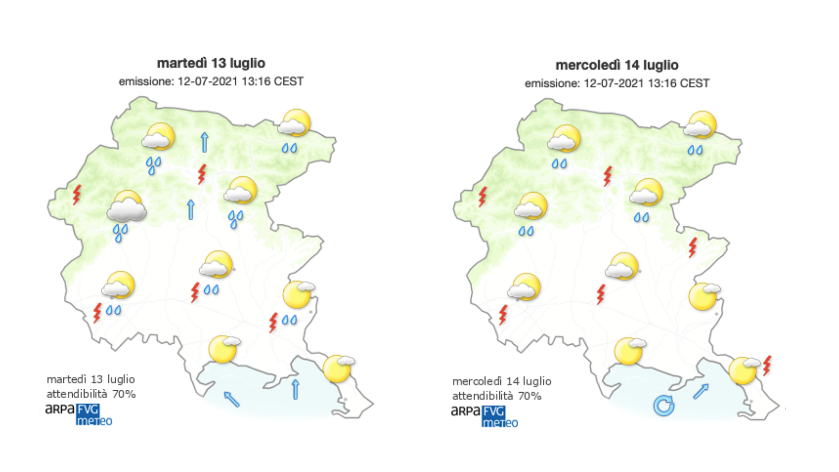 Immagine per Caldo afoso ma possibili temporali sul Goriziano, temperature ancora alte